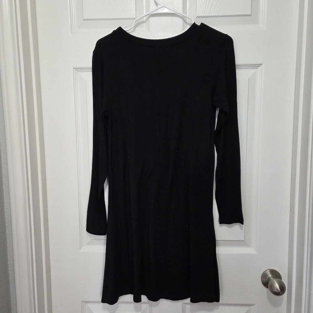 Women's Casual Long Sleeve Simple T-shirt Loose Flowy Black Dress Size Small - Picture 7 of 10